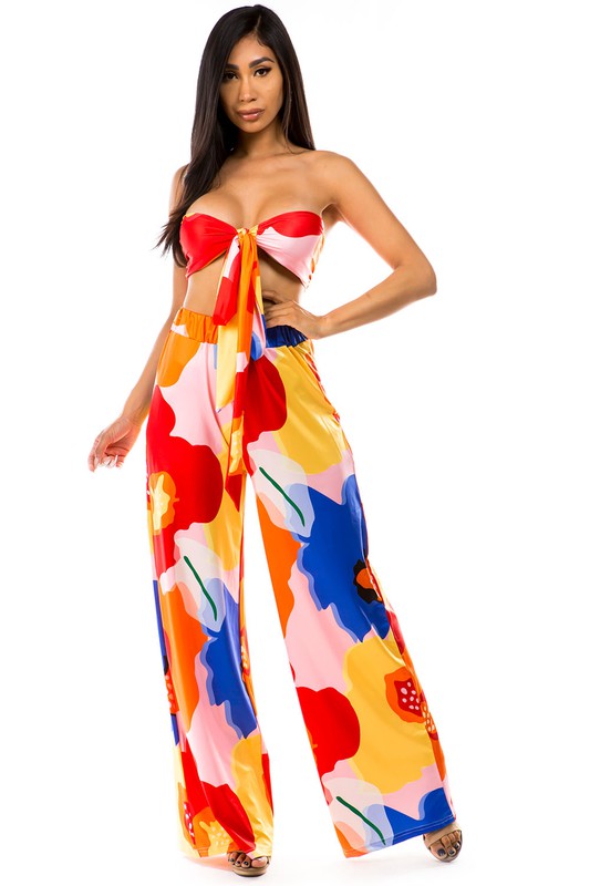 MEESA COLORFUL TWO-PIECE PANT SET