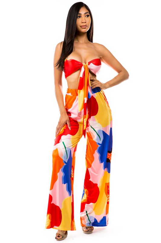 MEESA COLORFUL TWO-PIECE PANT SET