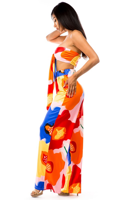 MEESA COLORFUL TWO-PIECE PANT SET