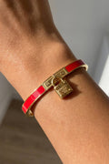 Stainless Steel Enamel Padlock Charm Bracelet: GDRD