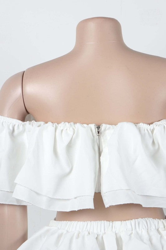 TARA OFF THE SHOULDER TWO-PIECE SHORT SET