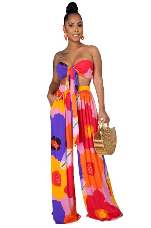 MEESA COLORFUL TWO-PIECE PANT SET