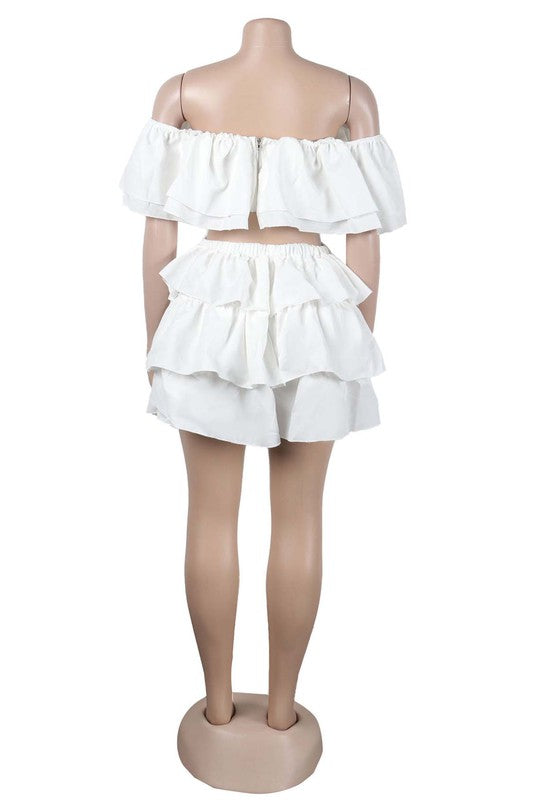 TARA OFF THE SHOULDER TWO-PIECE SHORT SET