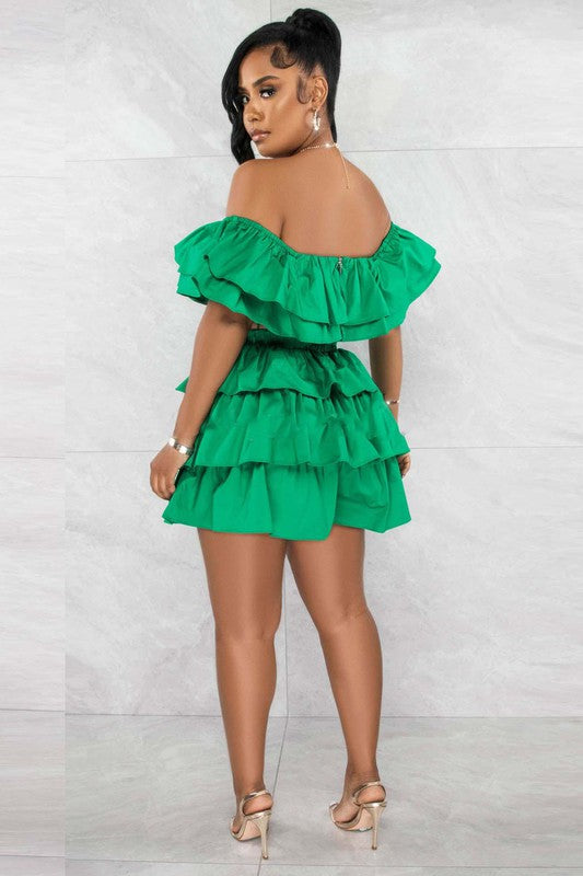 TARA OFF THE SHOULDER TWO-PIECE SHORT SET