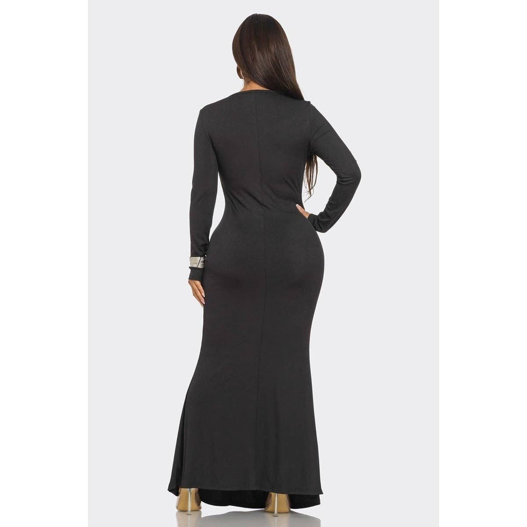 STUNNING ELEGANCE MAXI DRESS: BLACK / S-M-L(2-2-2)