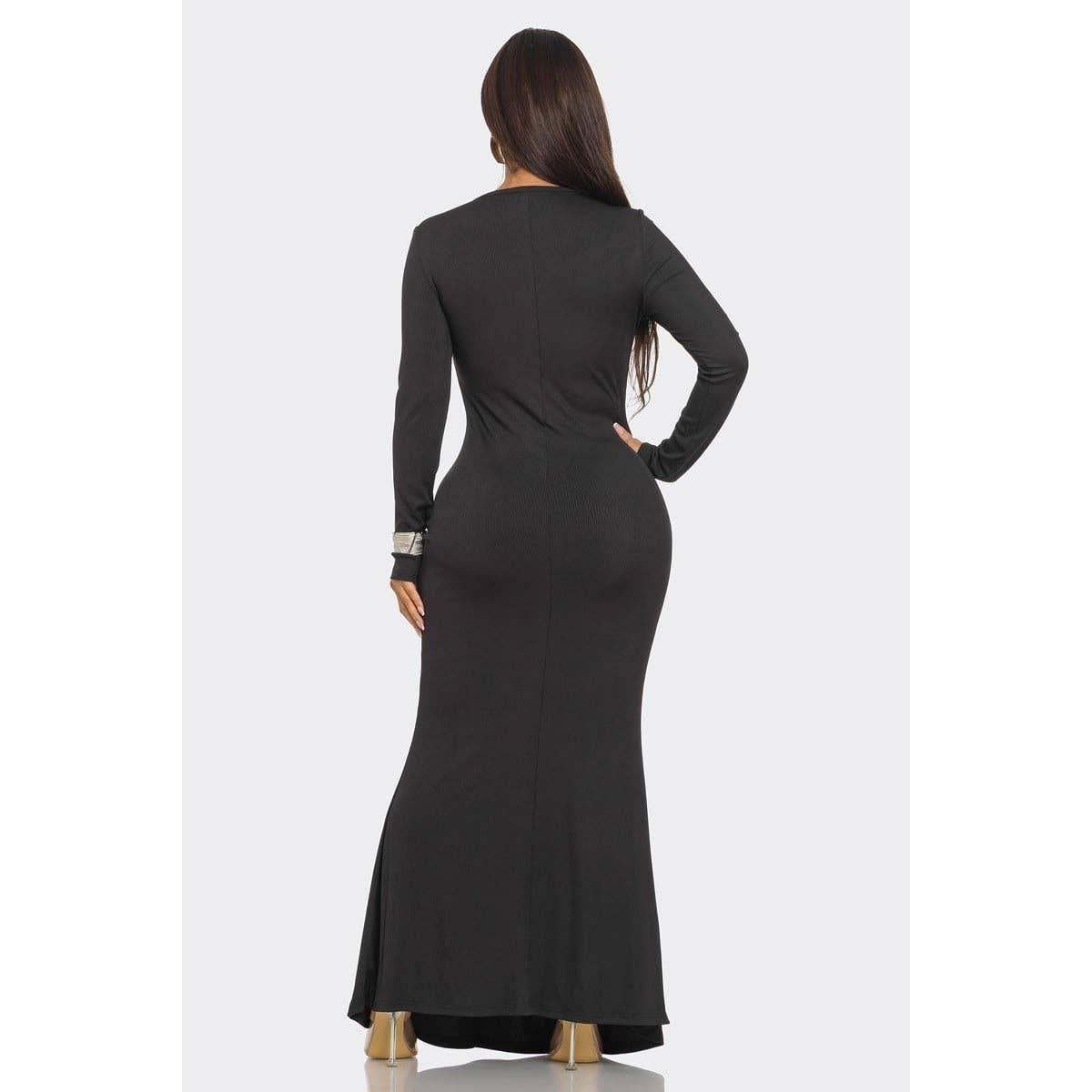 STUNNING ELEGANCE MAXI DRESS: BLACK / S-M-L(2-2-2)