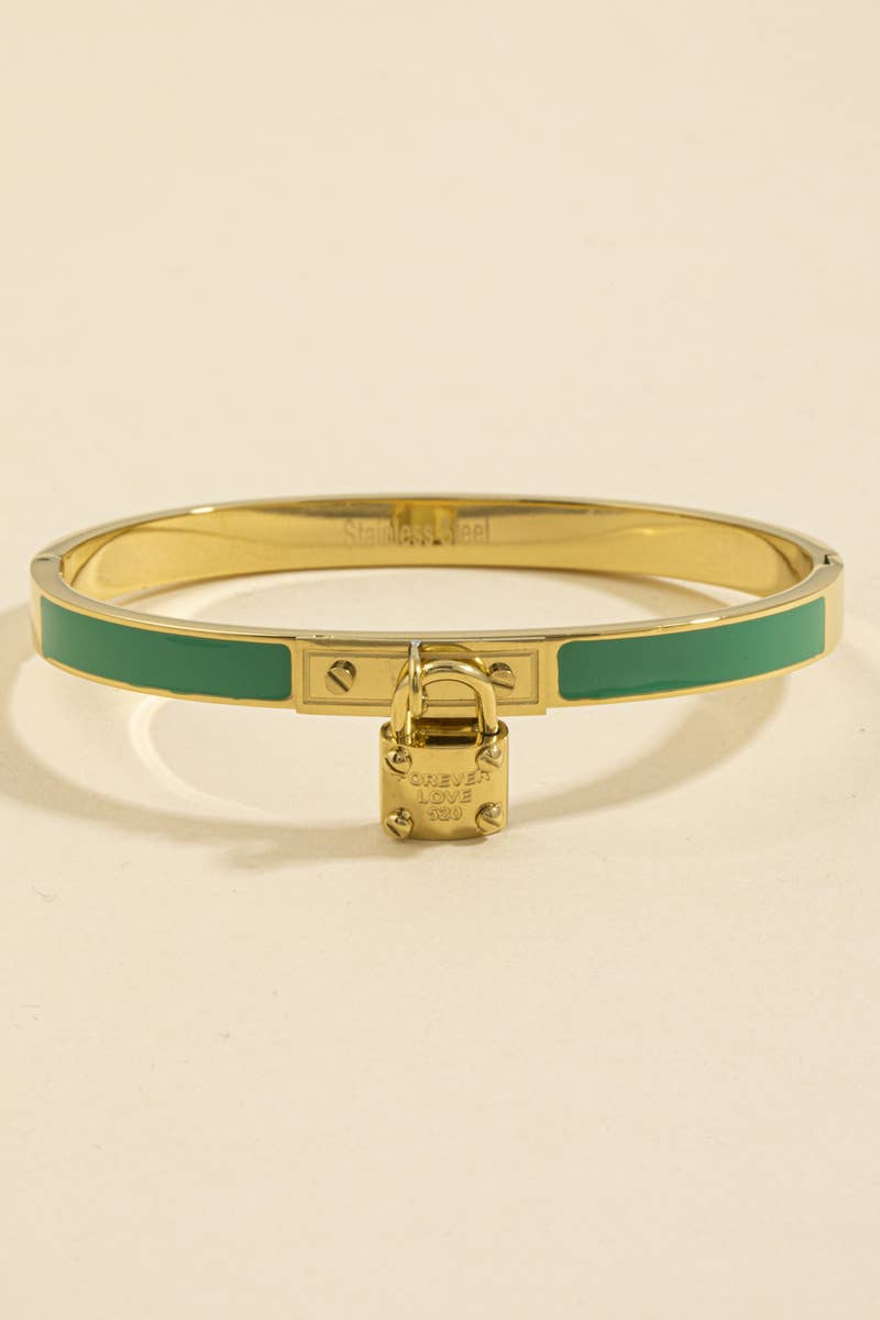 Stainless Steel Enamel Padlock Charm Bracelet: GDRD