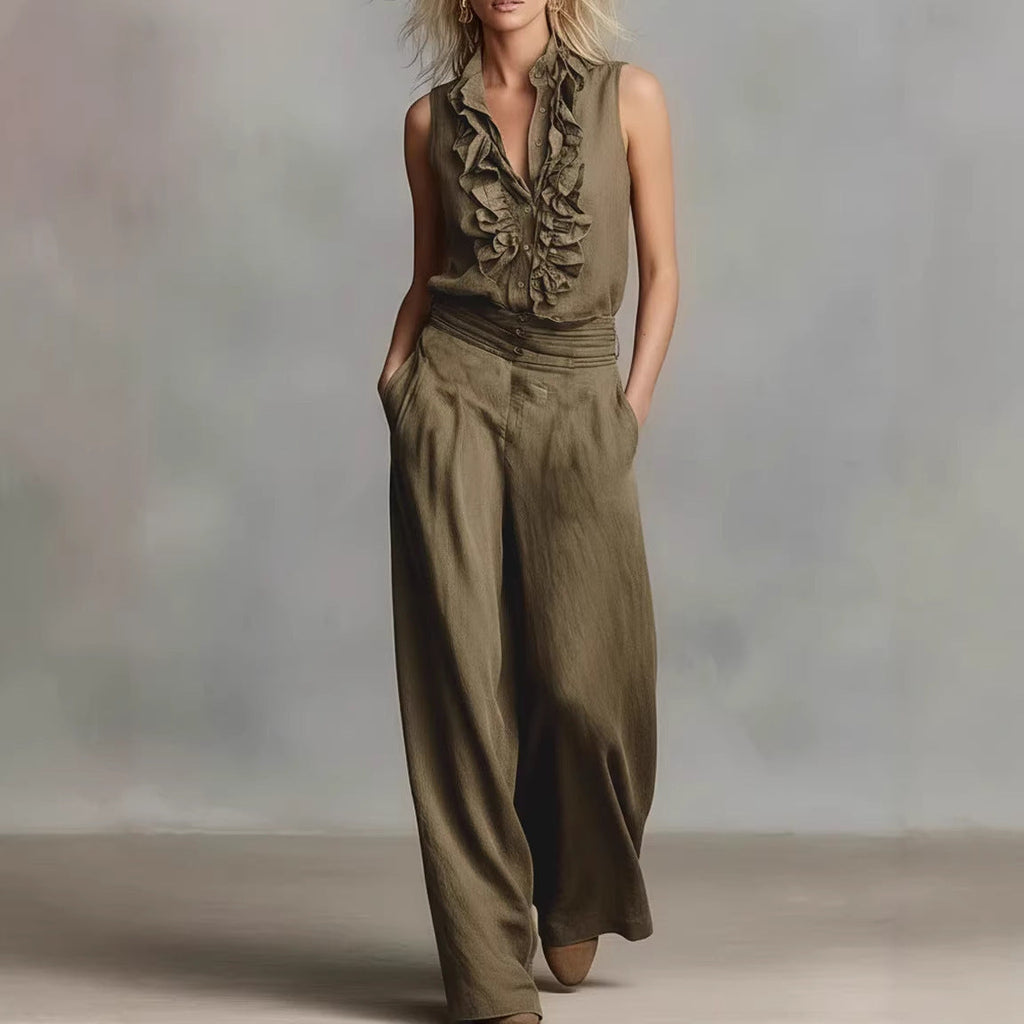 Call Me Sherry-Women’s Linen Blend Two-Piece Set