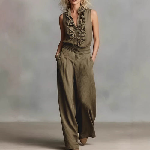 Call Me Sherry-Women’s Linen Blend Two-Piece Set