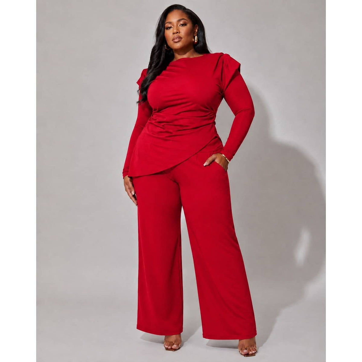 PLUS SCULPTED MOTION PANTS SET: BLACK / 1X-2X-3X(1-1-1)