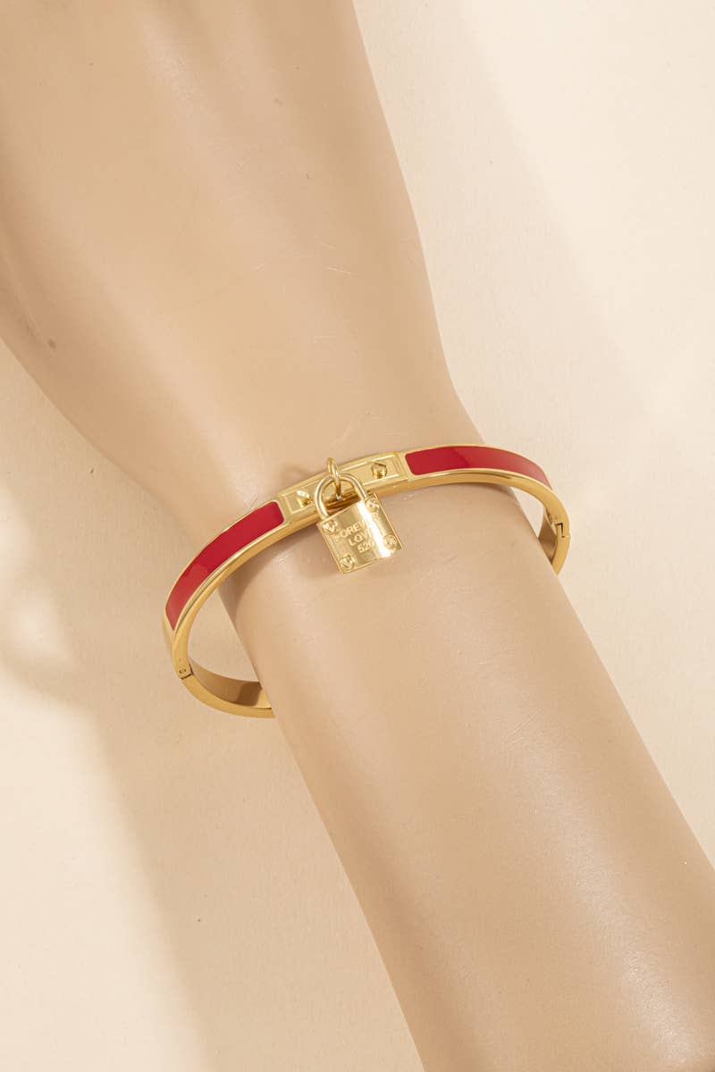 Stainless Steel Enamel Padlock Charm Bracelet: GDBK