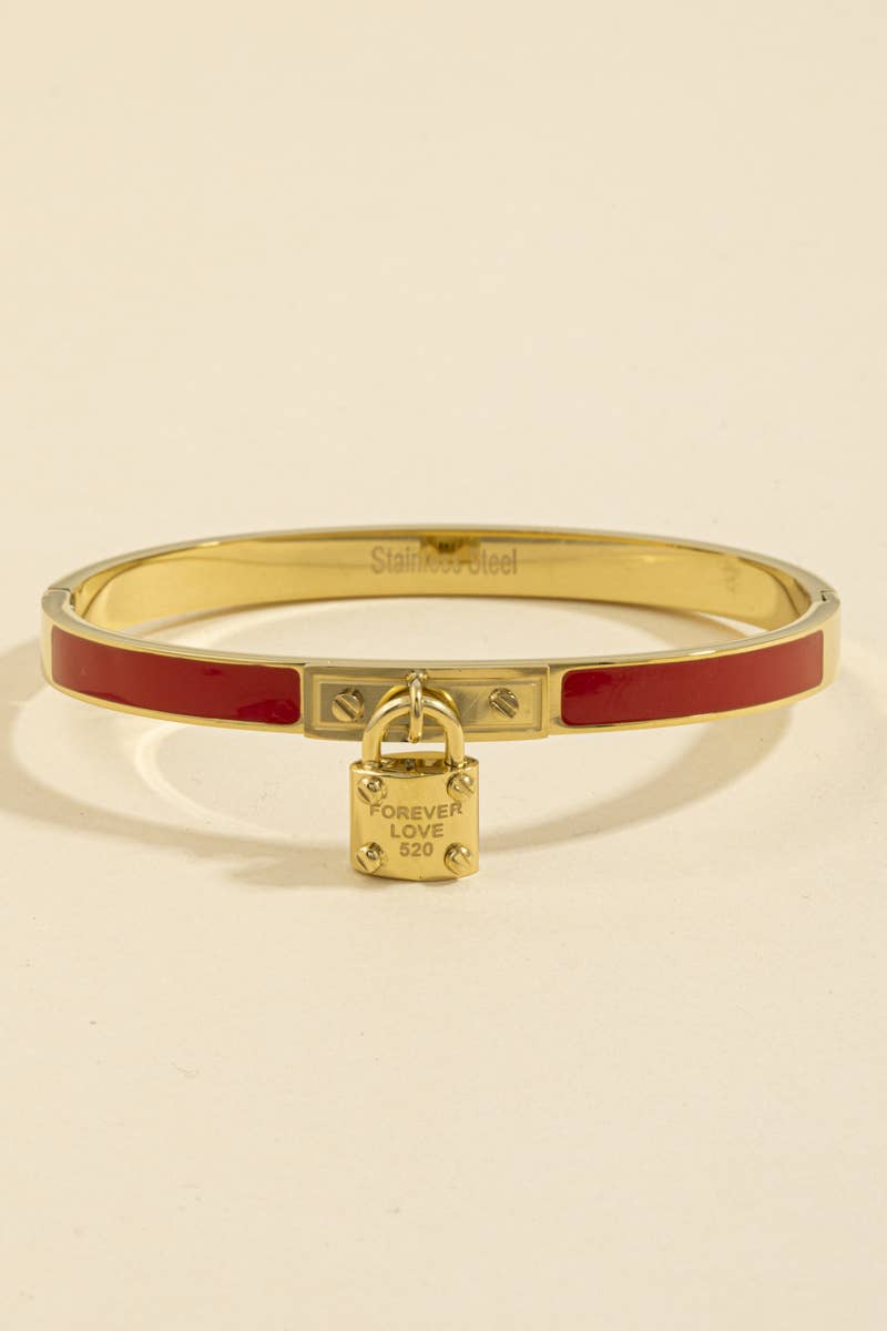 Stainless Steel Enamel Padlock Charm Bracelet: GDRD