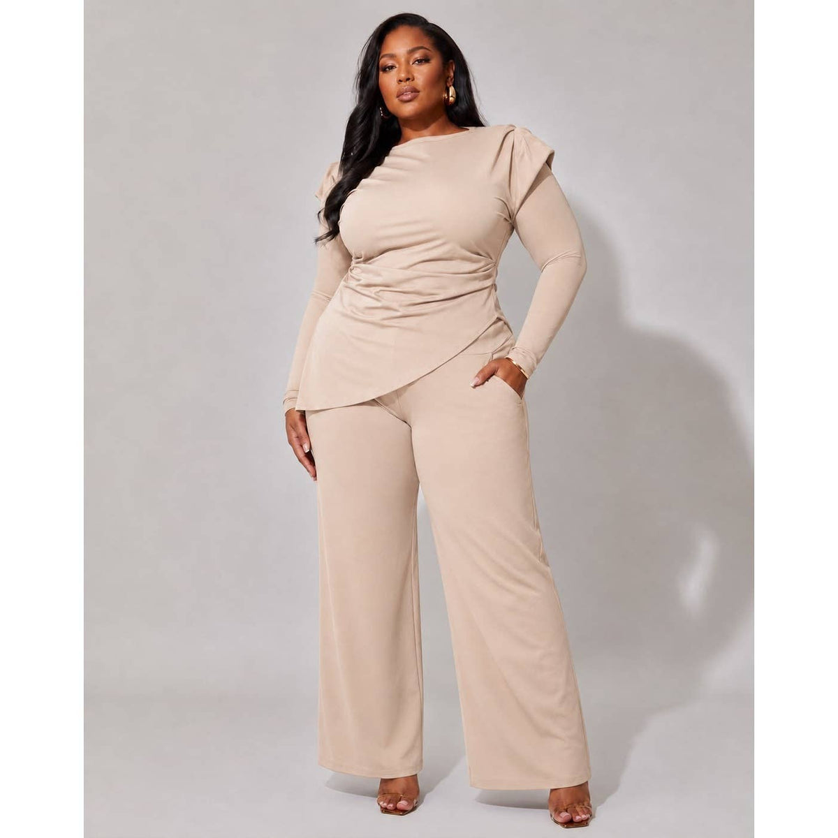 PLUS SCULPTED MOTION PANTS SET: BLACK / 1X-2X-3X(1-1-1)