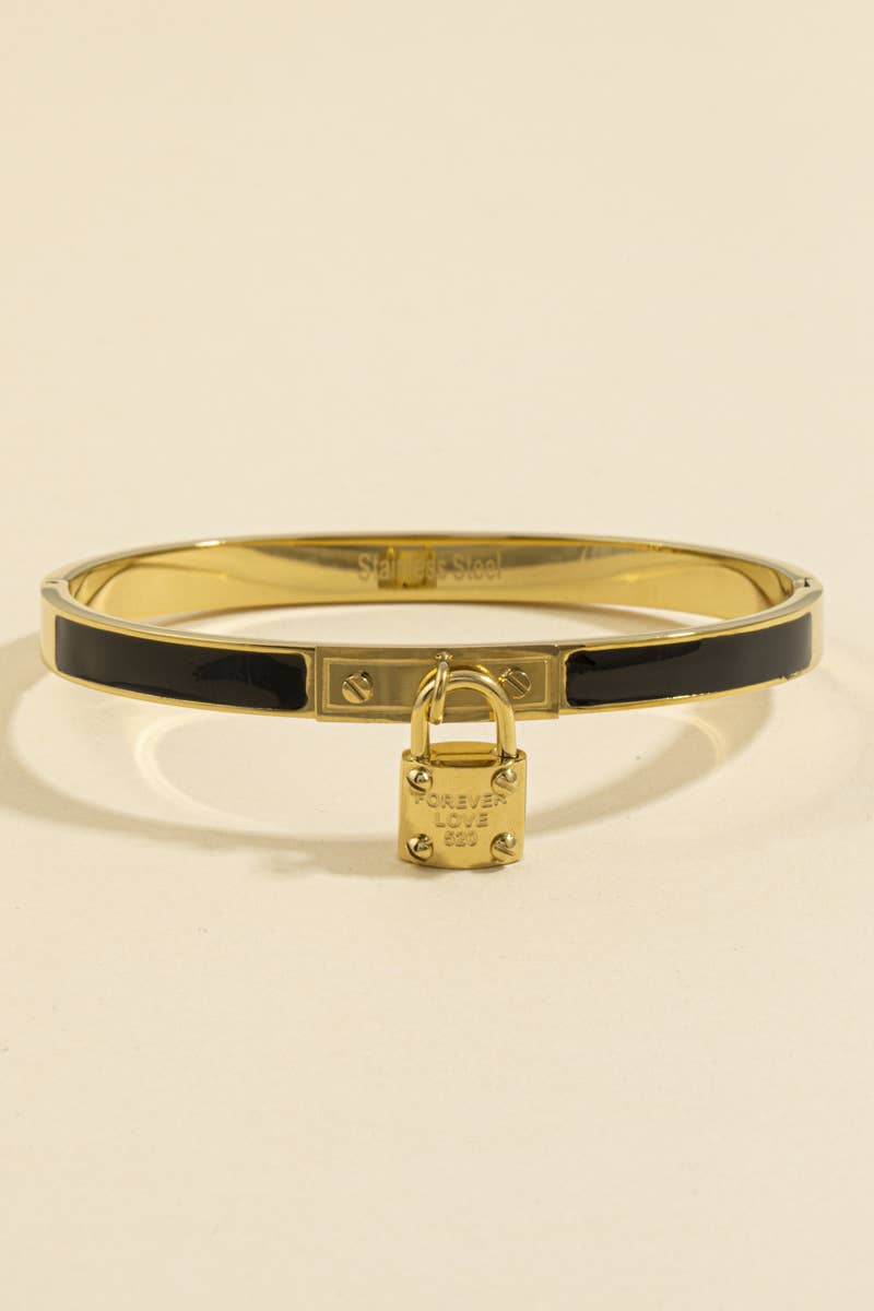 Stainless Steel Enamel Padlock Charm Bracelet: GDRD