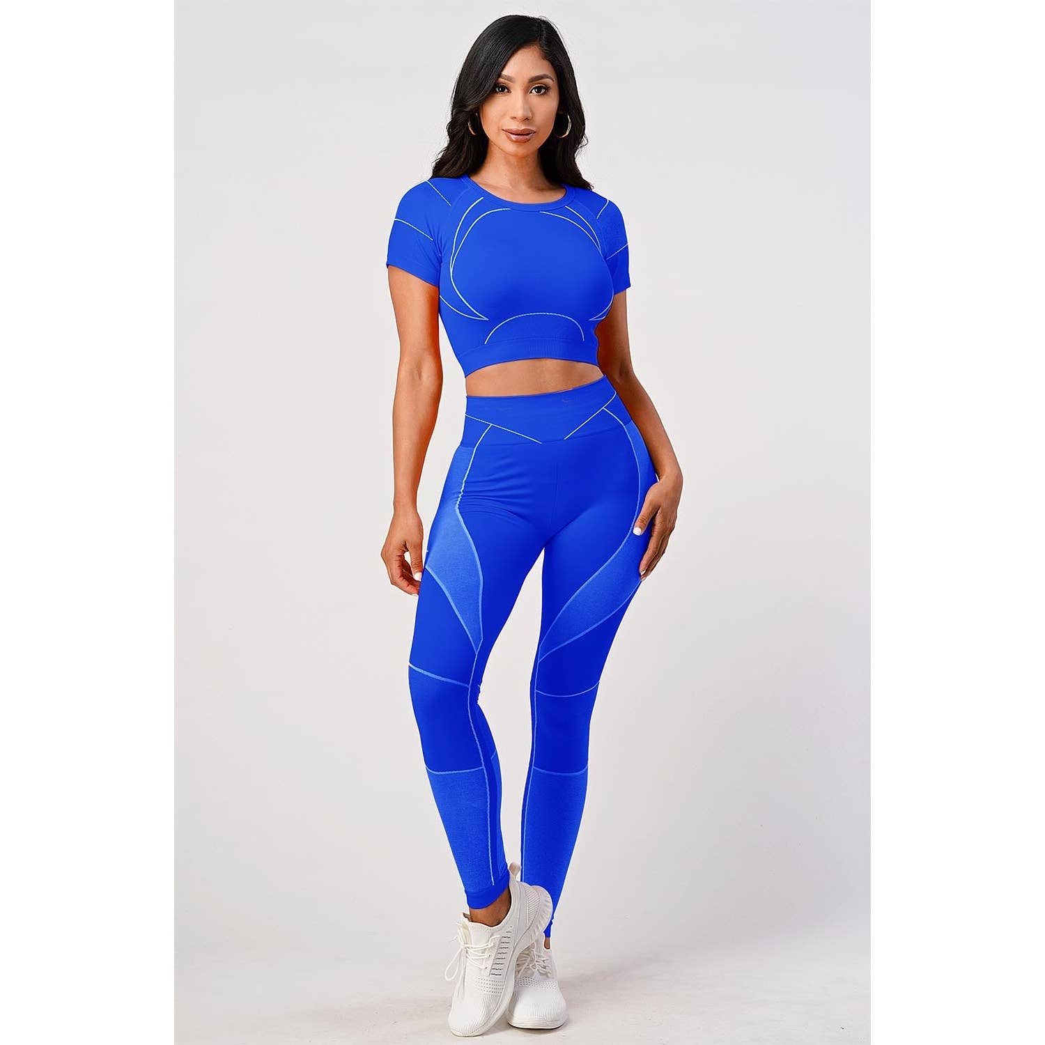 DORA GEO PATTERN SHORT SLEEVE CROP TOP LEGGINGS SET