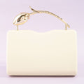 Sculpted Leaf Handle Hard Case Evening Clutch: IV
