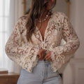 Saffron Lace Boho Embroidered V-Neck Blouse