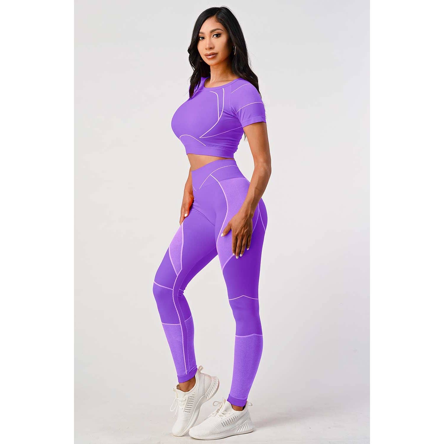 DORA GEO PATTERN SHORT SLEEVE CROP TOP LEGGINGS SET