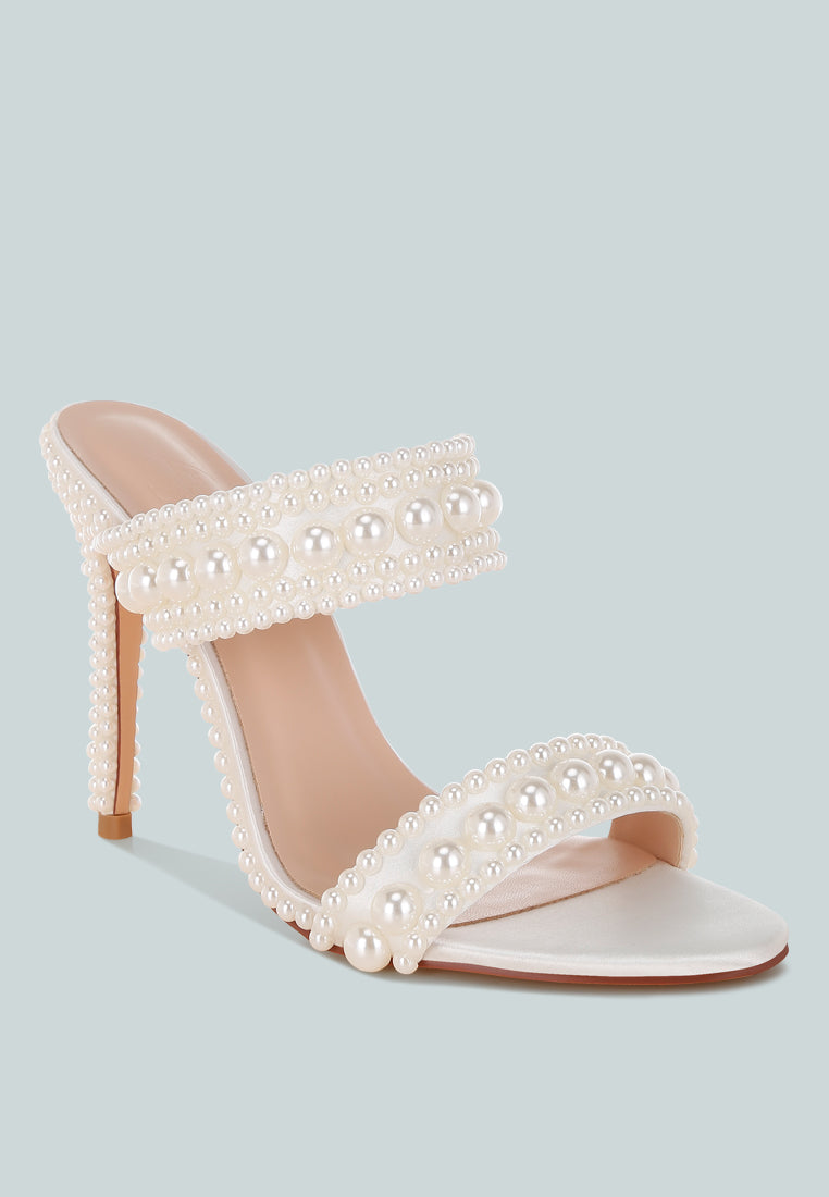 Ambrin Pearl Embellished Slip On Stiletto Heels
