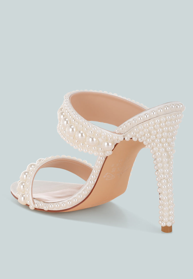 Ambrin Pearl Embellished Slip On Stiletto Heels