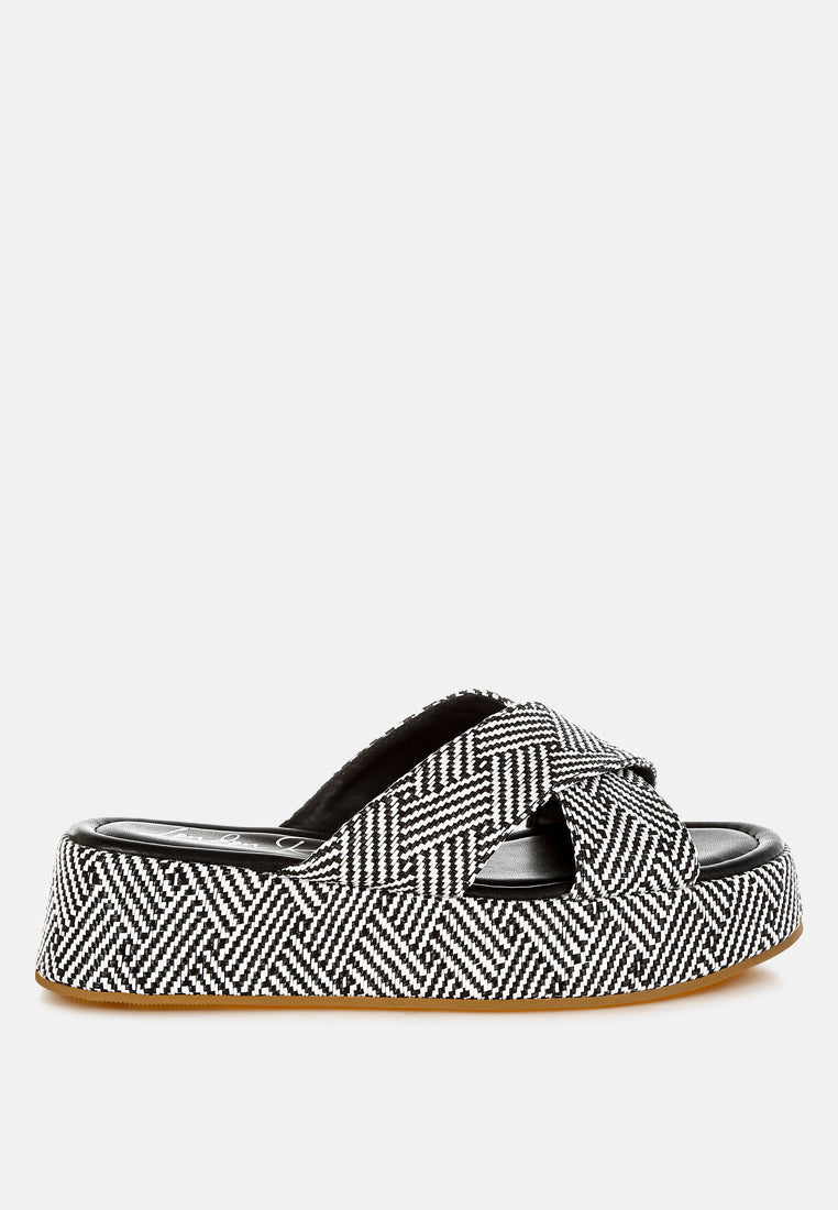 Modura Raffia Flatform Slip Ons