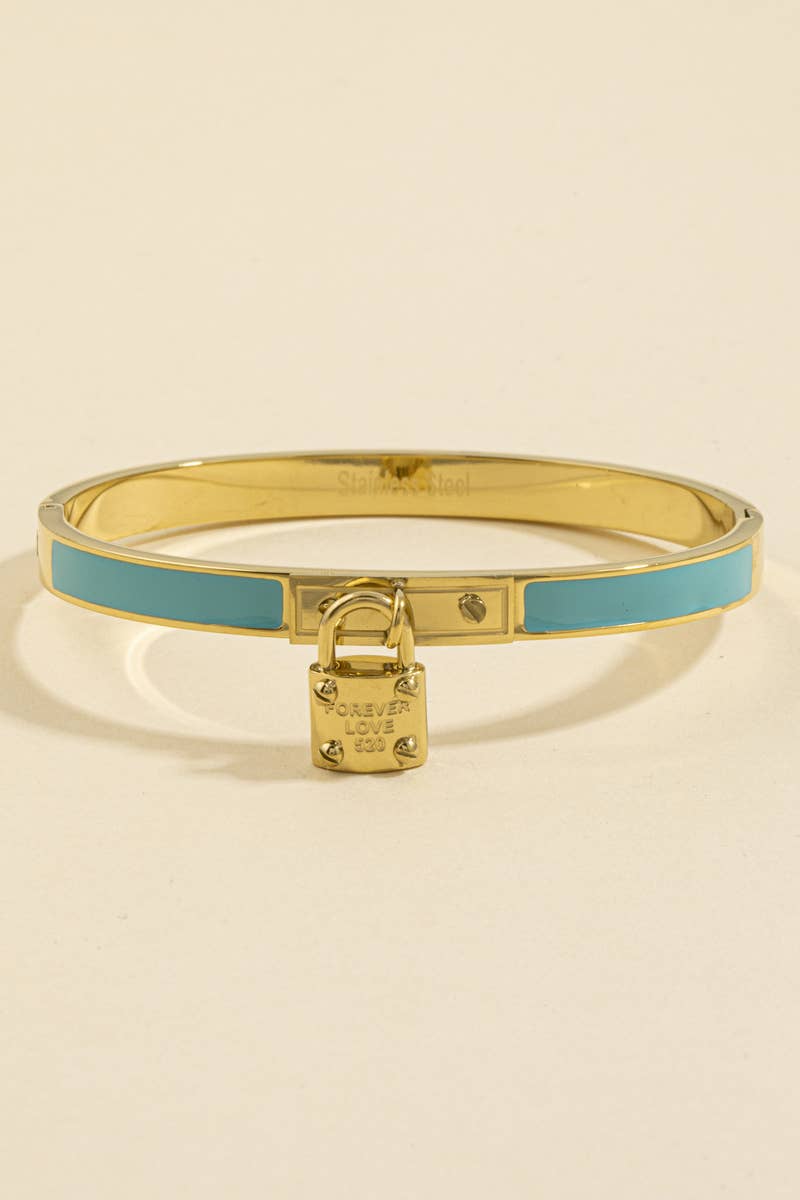 Stainless Steel Enamel Padlock Charm Bracelet: GDRD
