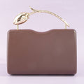 Sculpted Leaf Handle Hard Case Evening Clutch: DBR