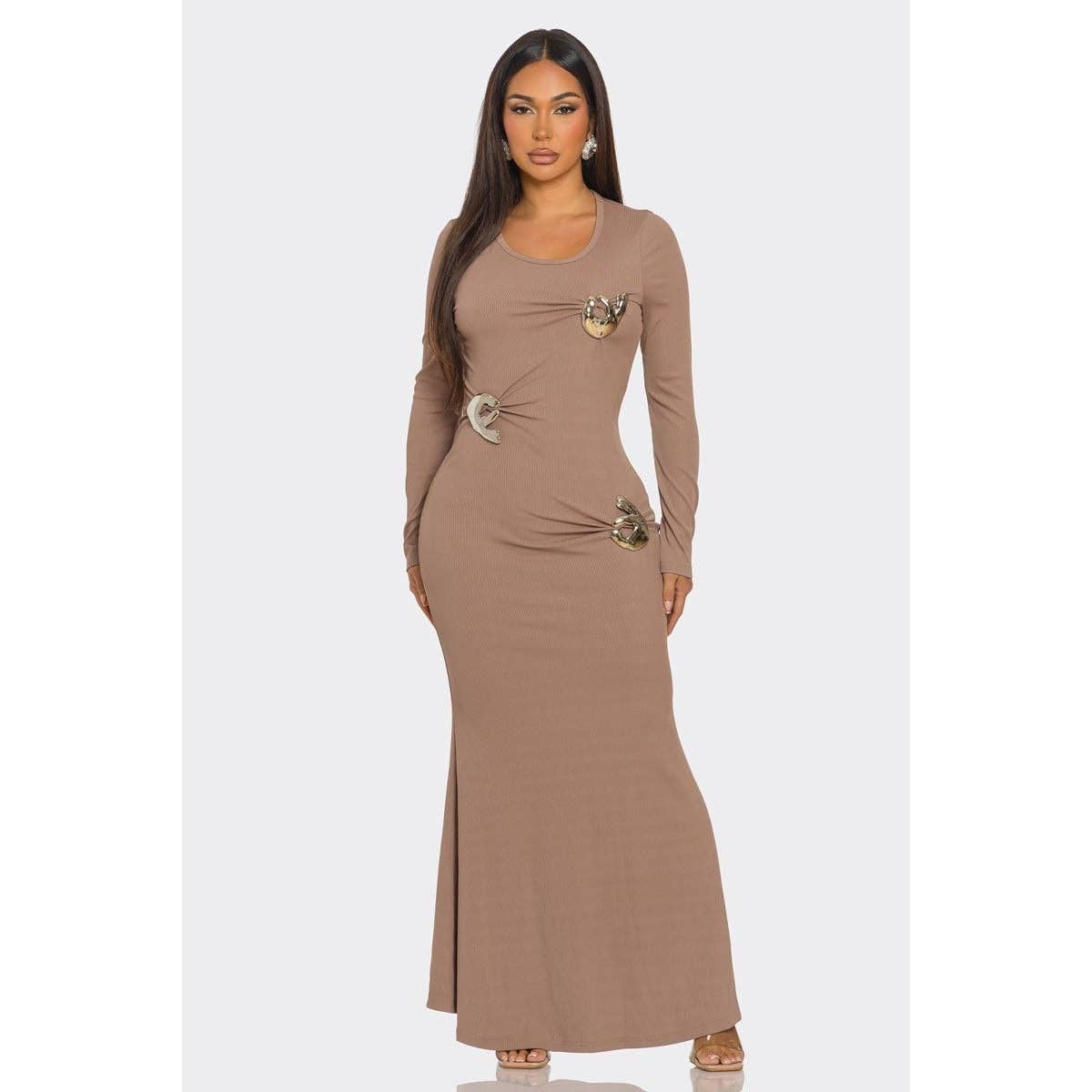 STUNNING ELEGANCE MAXI DRESS: BLACK / S-M-L(2-2-2)