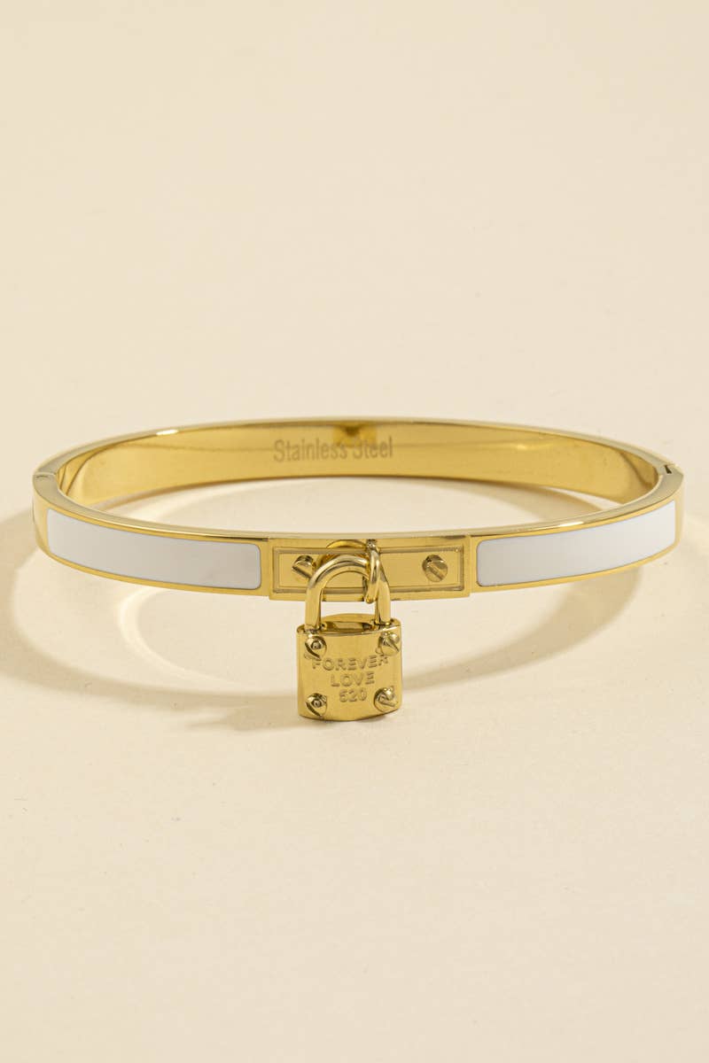 Stainless Steel Enamel Padlock Charm Bracelet: GDRD