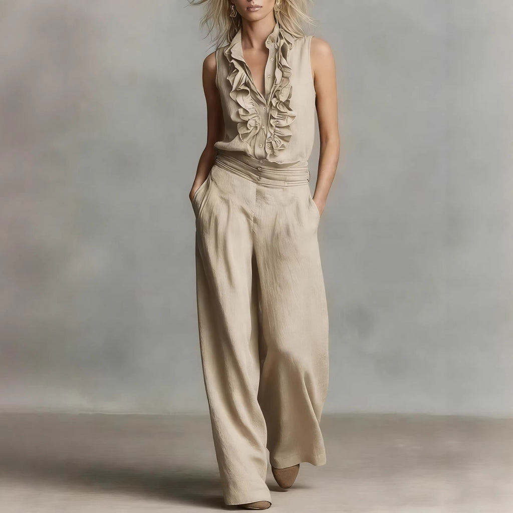 Call Me Sherry-Women’s Linen Blend Two-Piece Set