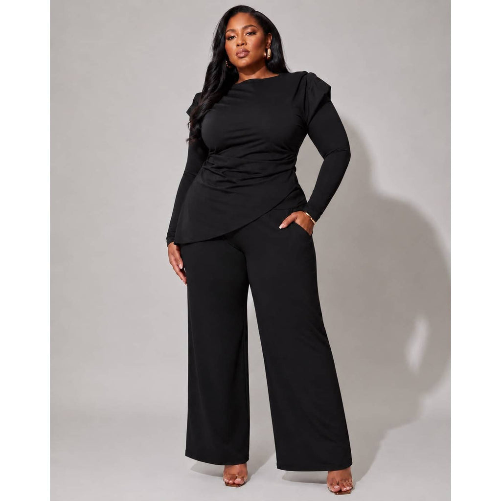 PLUS SCULPTED MOTION PANTS SET: BLACK / 1X-2X-3X(1-1-1)