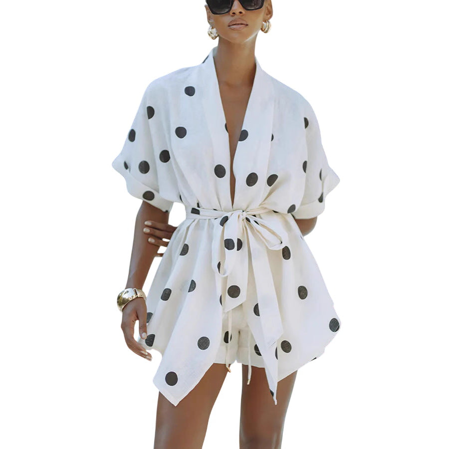 Dottie Polka Dot Linen Printed Short Set