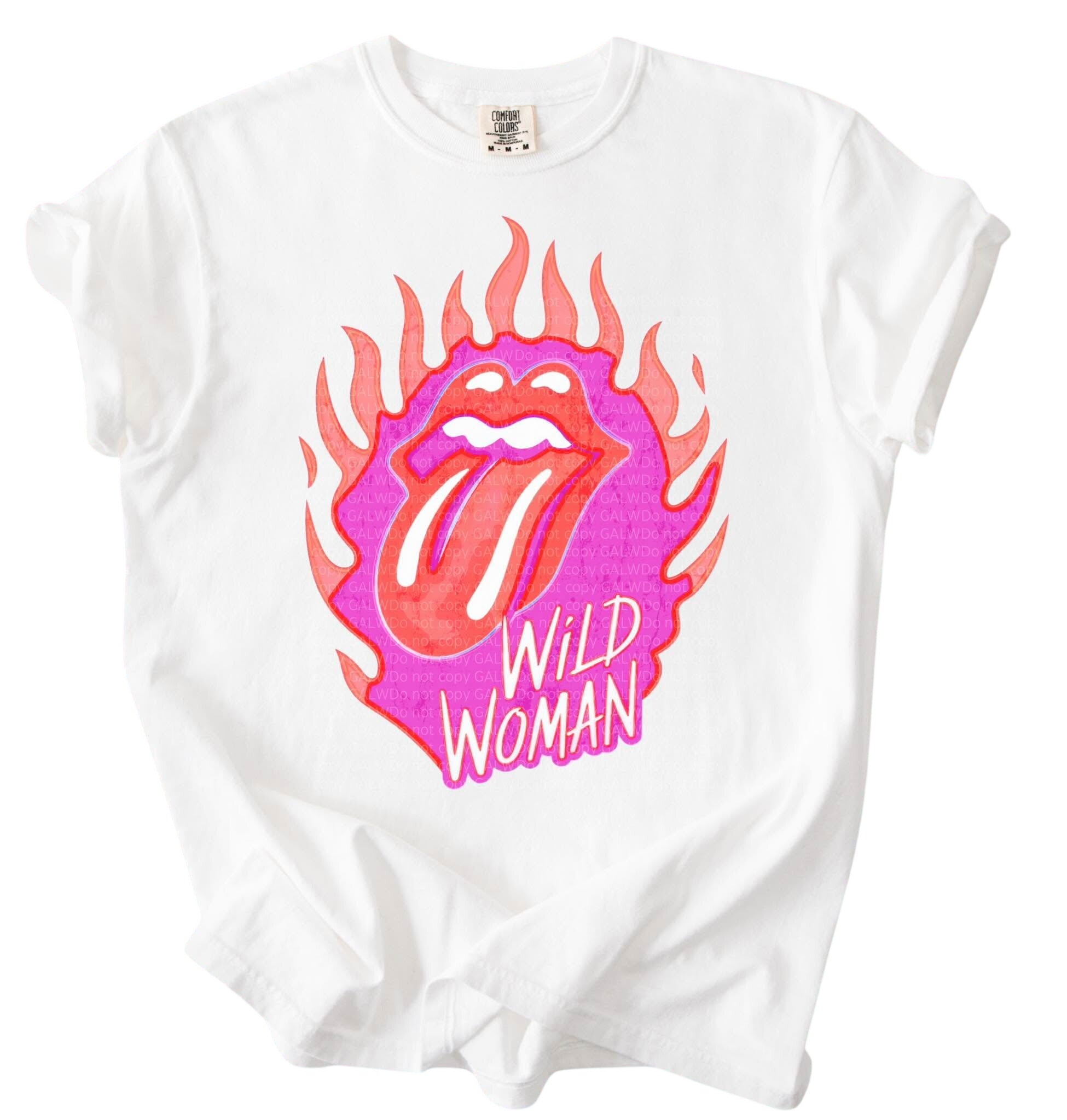 Wild woman flame tee or sweatshirt