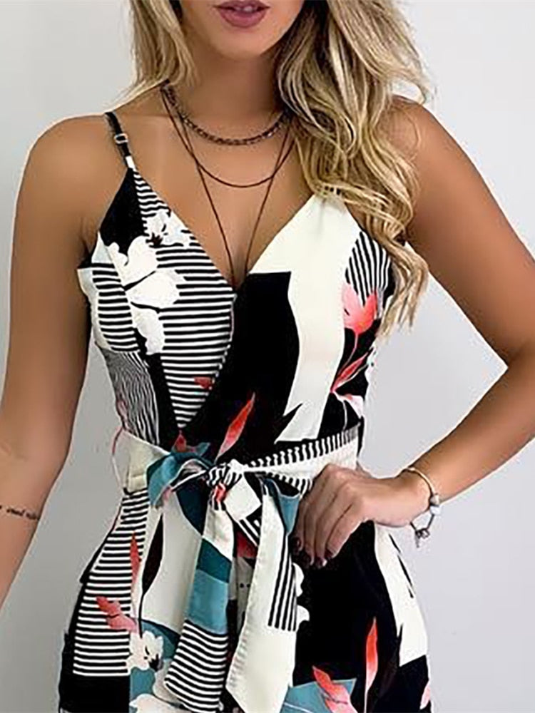 Women Jumpsuit Sexy Sleeveless Spaghetti Strap Bodysuit